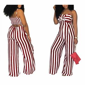Spaghetti Strap Stripe Jumpsuit/Romper